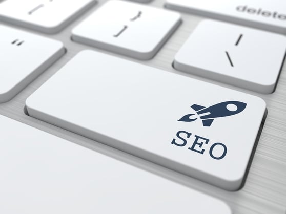 Keyboard with SEO on one of the keys.