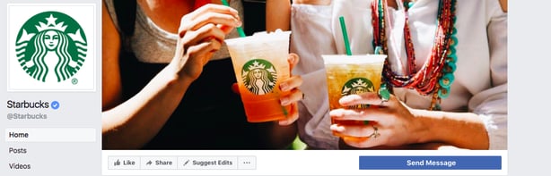 Captura de pantalla de la página de Facebook de Starbucks